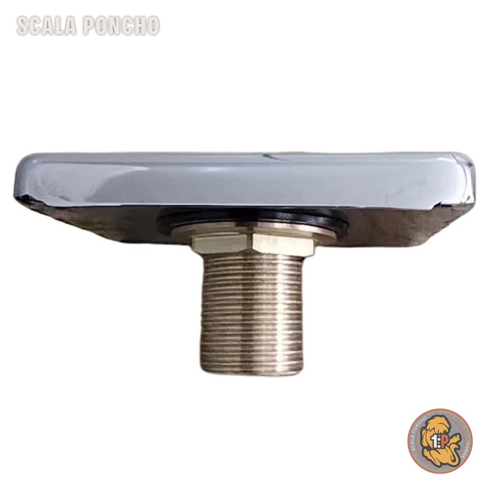 Bocca a cascata cromata vista di lato con raccordo filettato