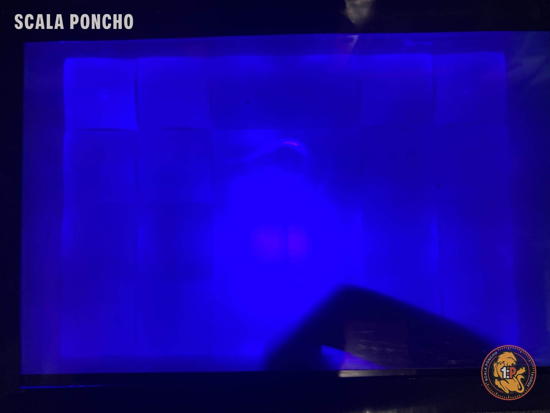 Resin printer UV screen lit during a new exposure test